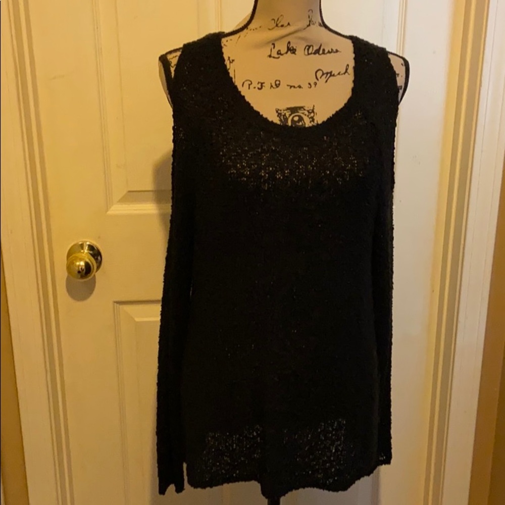Black cold shoulder top